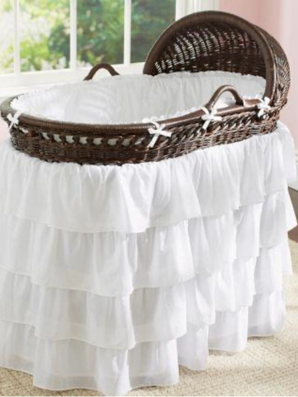 Pottery Barn Kids white ruffled crib liner